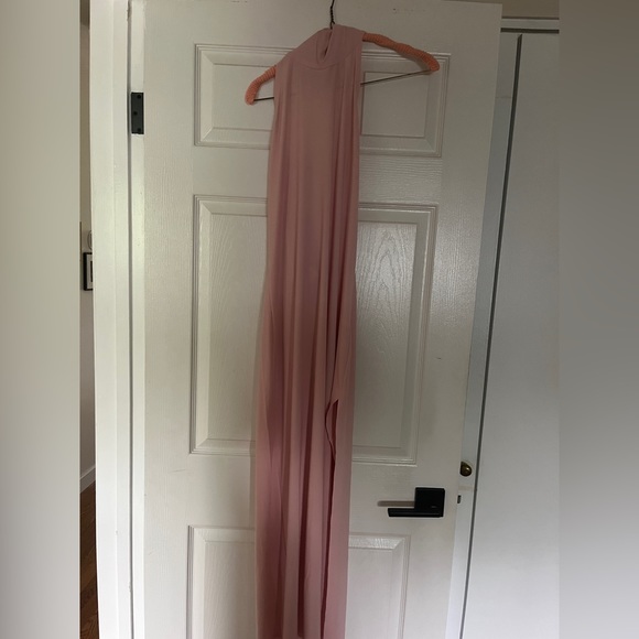 Norma Kamali Halter Turtle Side Slit Gown in Blush - NWOT - Picture 3 of 3
